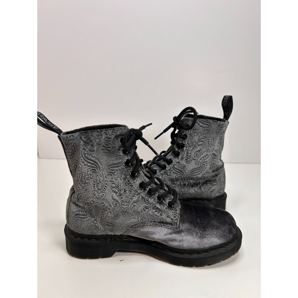 Doc Dr Martens 1460 Brocade Grey Velvet Combat Boots Womens Sz 6 US Sz 4 UK - Picture 8 of 10